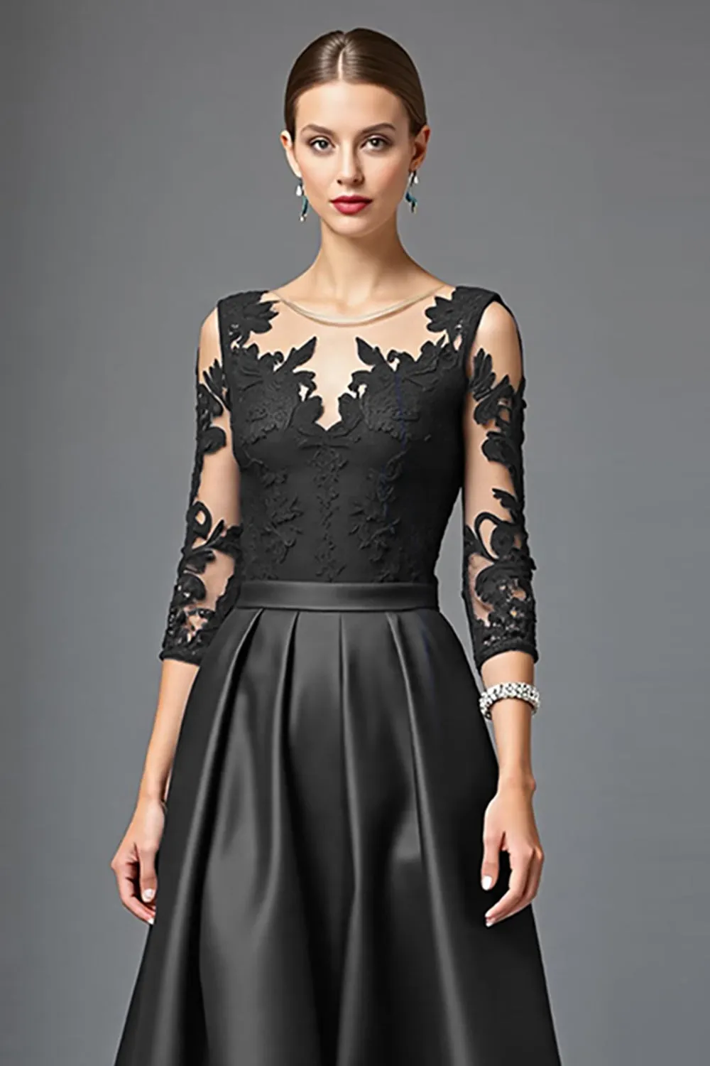 Navy High Low A Line Mother Of The Bride Dress With Appliques sold by Zapaka product image thumbnail 4