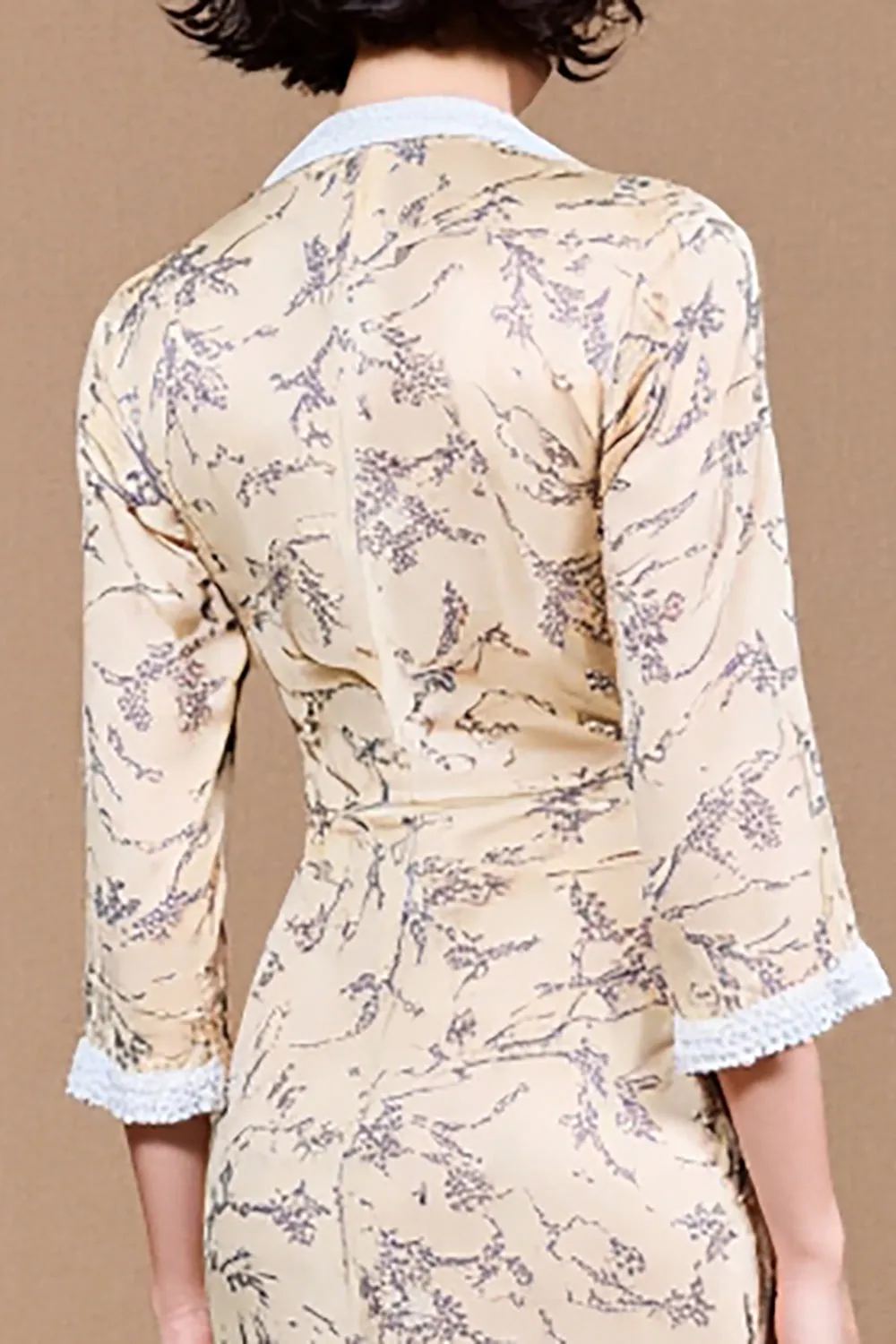 Print Apricot Sheath Midi Wedding Guest Dress sold by Zapaka product image thumbnail 4