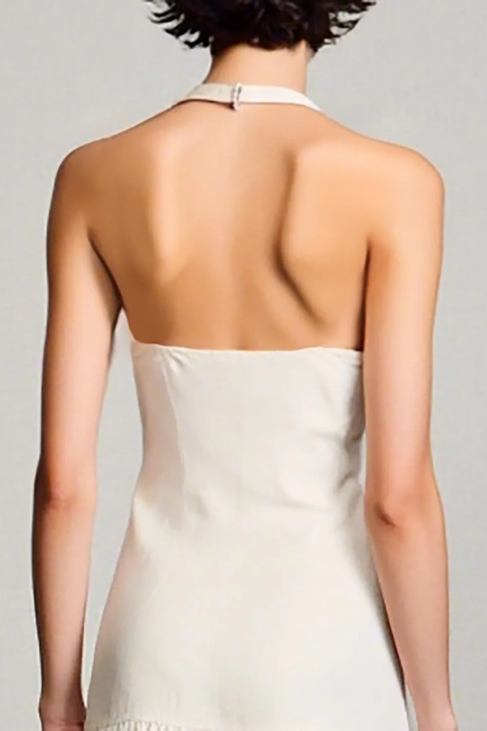 Halter Ivory A Line Midi Wedding Guest Dress sold by Zapaka product image thumbnail 4