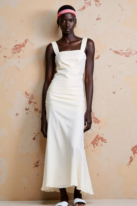 White Sheath Square Neck Long Wedding Guest Dress sold by Zapaka