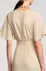 Apricot Sheath Boat Neck Wedding Guest Dress sold by Zapaka