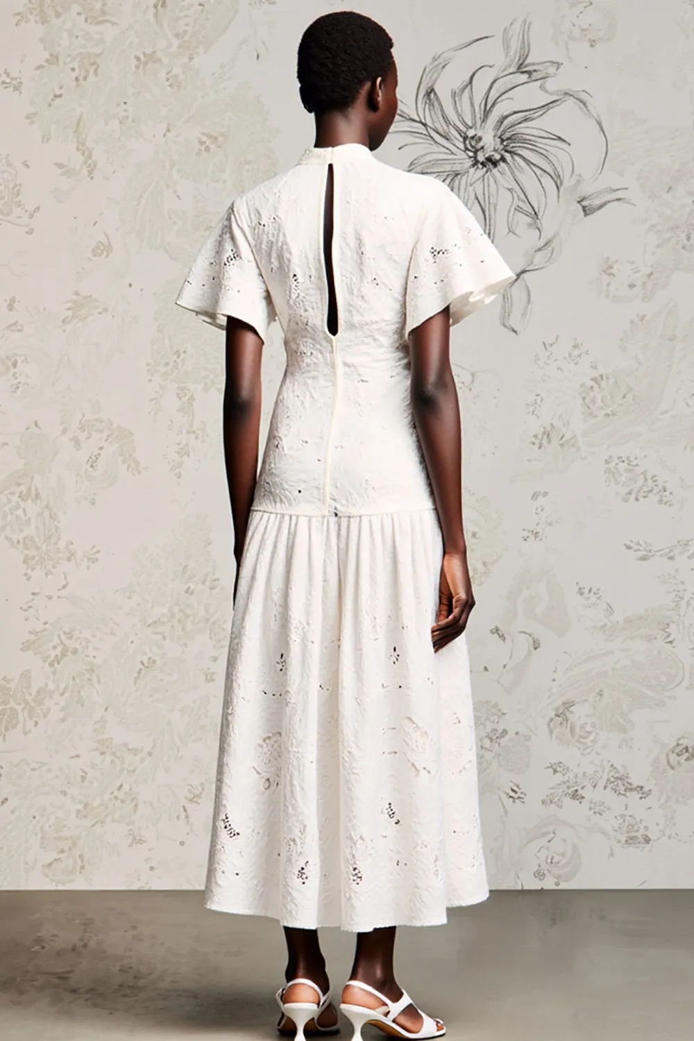 White Lace A Line Wedding Guest Dress sold by Zapaka product image thumbnail 2