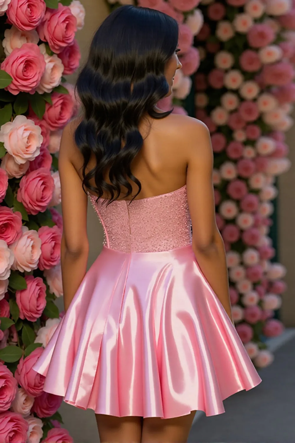 Strapless Beaded A Line Pink Homecoming Dress sold by Zapaka product image thumbnail 2