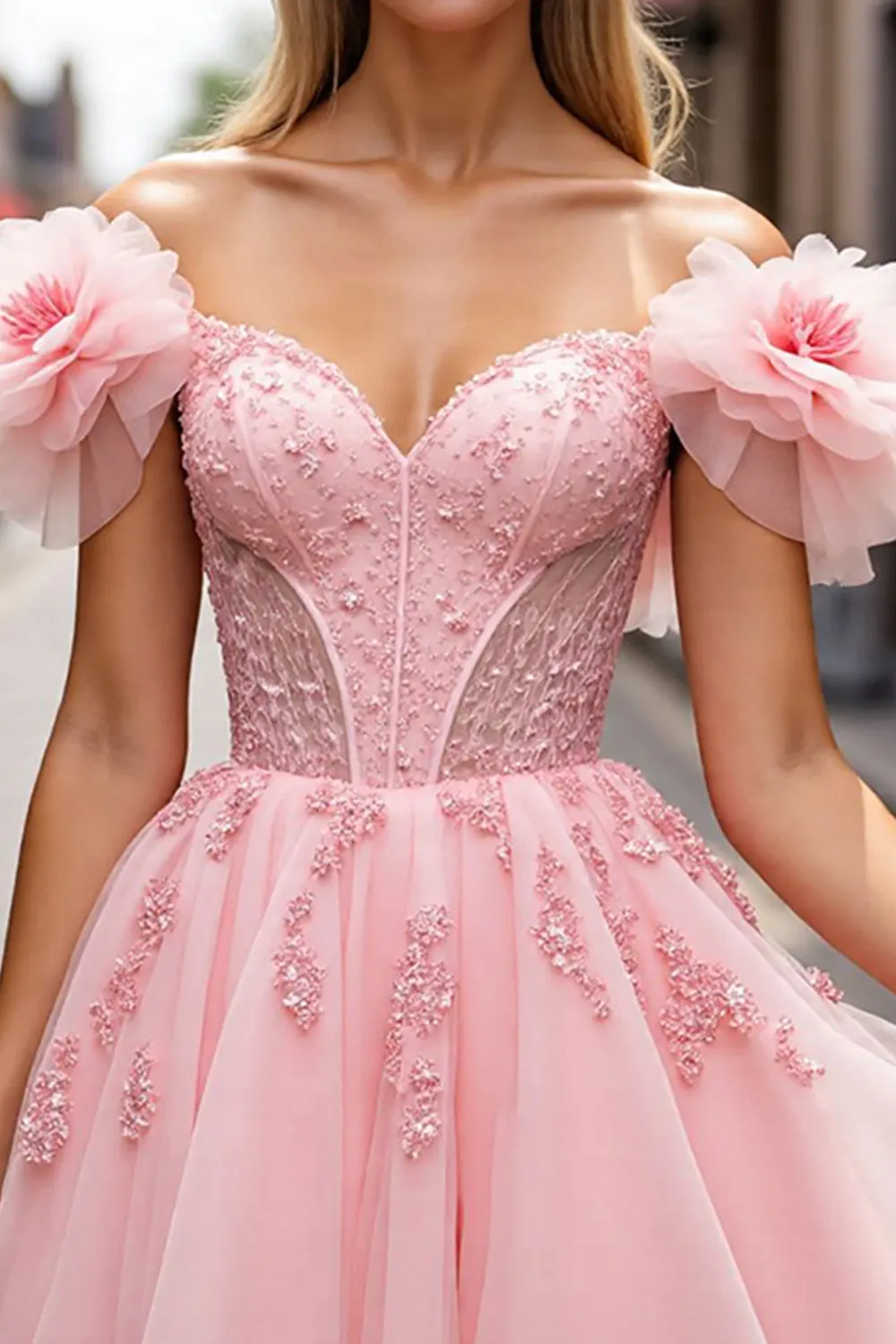 Floral Blush Short Corset Homecoming Dress with Appliques sold by Zapaka product image thumbnail 3