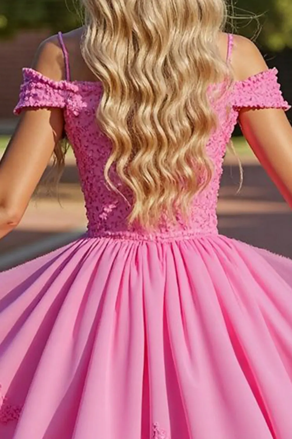 Pink Corset Cold Shoulder Short Homecoming Dress with Appliques sold by Zapaka product image thumbnail 4