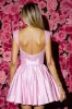 Pink Satin Pleated A Line Homecoming Dress with Bow sold by Zapaka