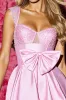 Pink Satin Pleated A Line Homecoming Dress with Bow sold by Zapaka