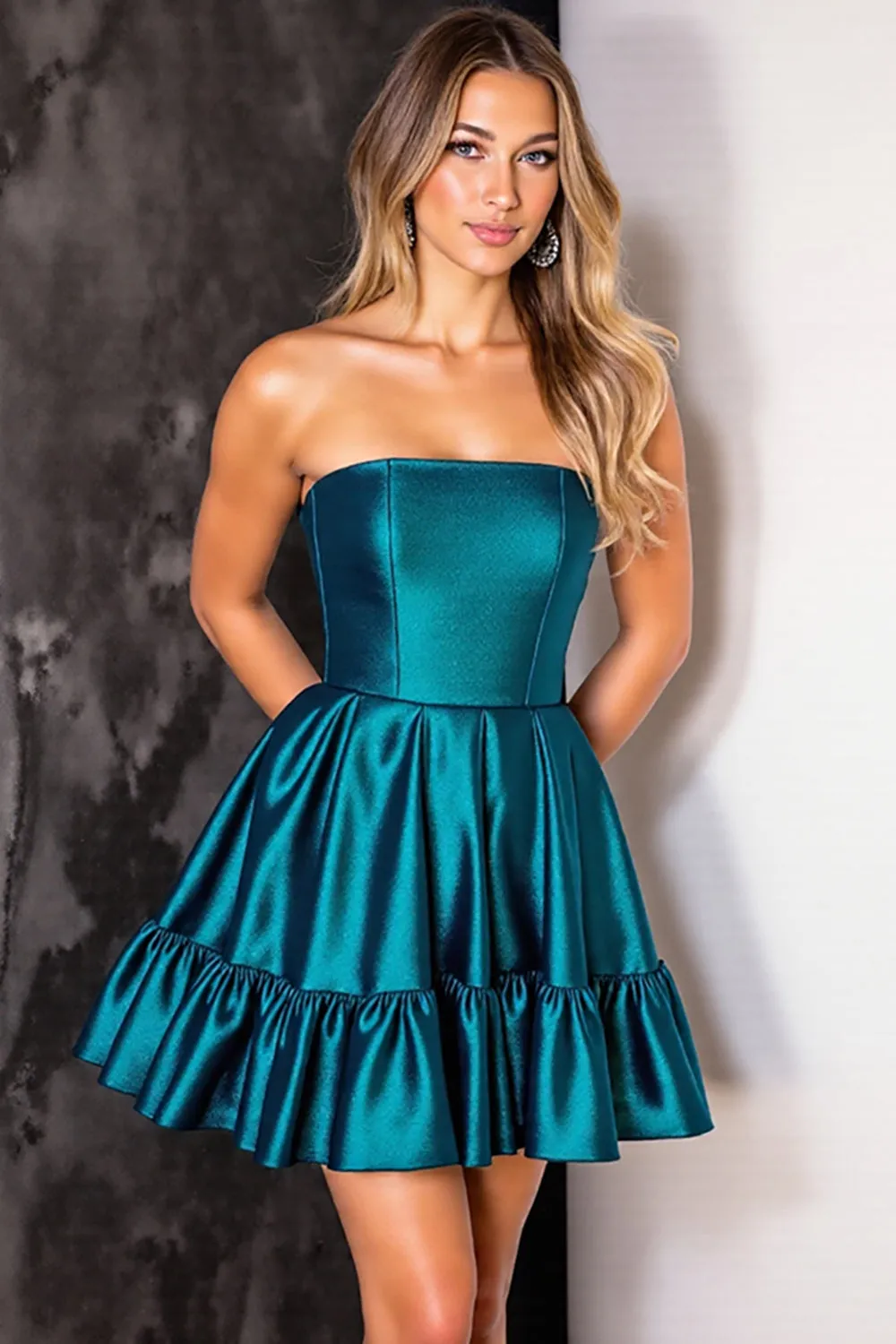 Sparkly Strapless A Line Dark Blue Homecoming Dress sold by Zapaka product image thumbnail 3