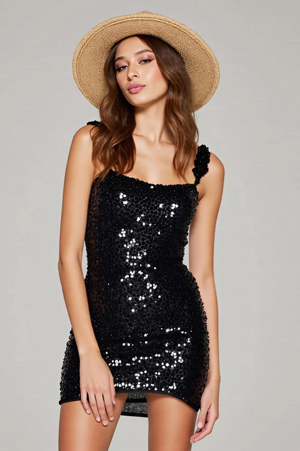 Sparkly Black Bodycon Short Homecoming Dress sold by Zapaka