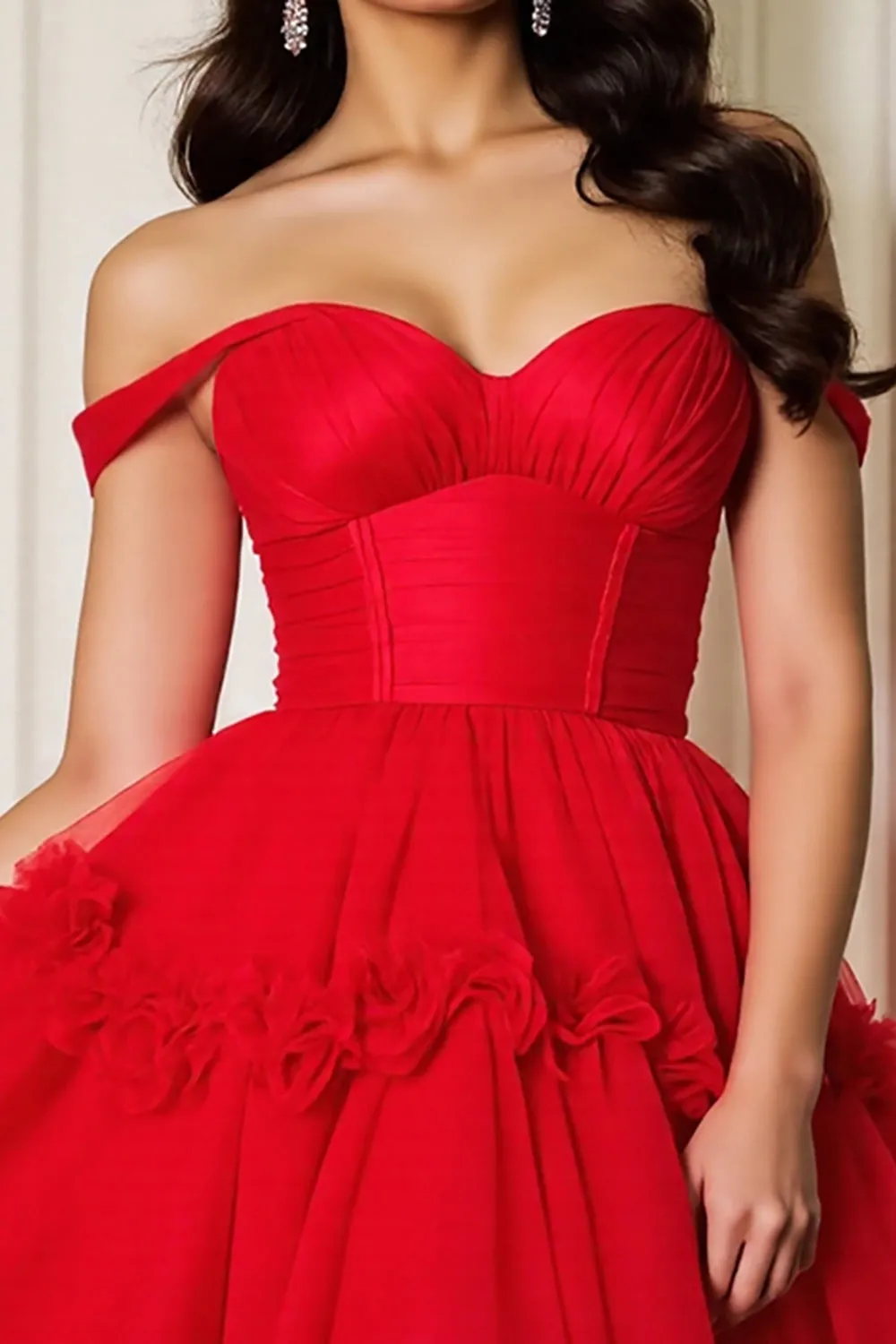 Off The Shoulder A Line Mini Red Homecoming Dress sold by Zapaka product image thumbnail 3