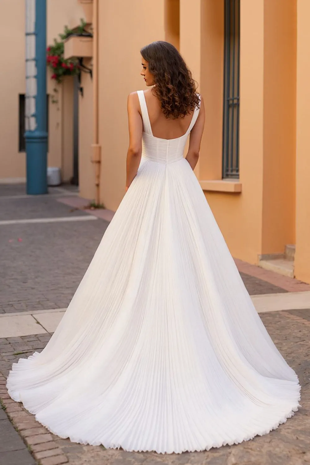 Pleated A Line Ivory Tulle Long Wedding Dress sold by Zapaka product image thumbnail 2