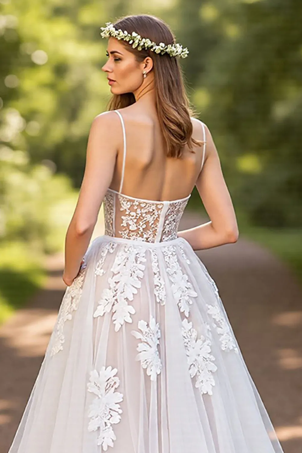 A Line Corset Ivory Appliqued Wedding Dress sold by Zapaka product image thumbnail 4