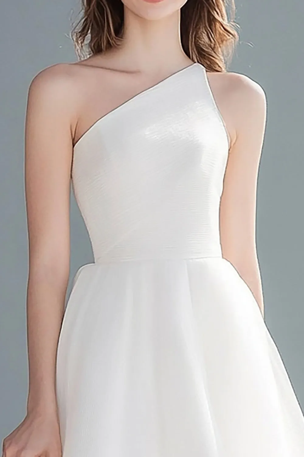 Ivory One Shoulder Organza Midi Bachelorette Dress sold by Zapaka product image thumbnail 2