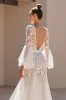 Ivory A Line V Neck Long Sleeves Wedding Dress with Lace sold by Zapaka