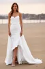White Spaghetti Straps Ruched High Low Wedding Dress sold by Zapaka