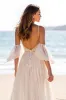 White A Line Backless Sweep Train Beach Wedding Dress sold by Zapaka
