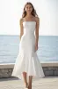 Satin Bodycon Ivory Strapless Maxi Rehearsal Dinner Dress sold by Zapaka
