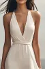 Chiffon Ivory Halter Maxi Sheath Beach Engagement Dress sold by Zapaka