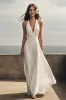 Chiffon Ivory Halter Maxi Sheath Beach Engagement Dress sold by Zapaka
