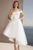 Ivory One Shoulder Organza A Line Asymmetrical Rehearsal Dinner Dress sold by Zapaka