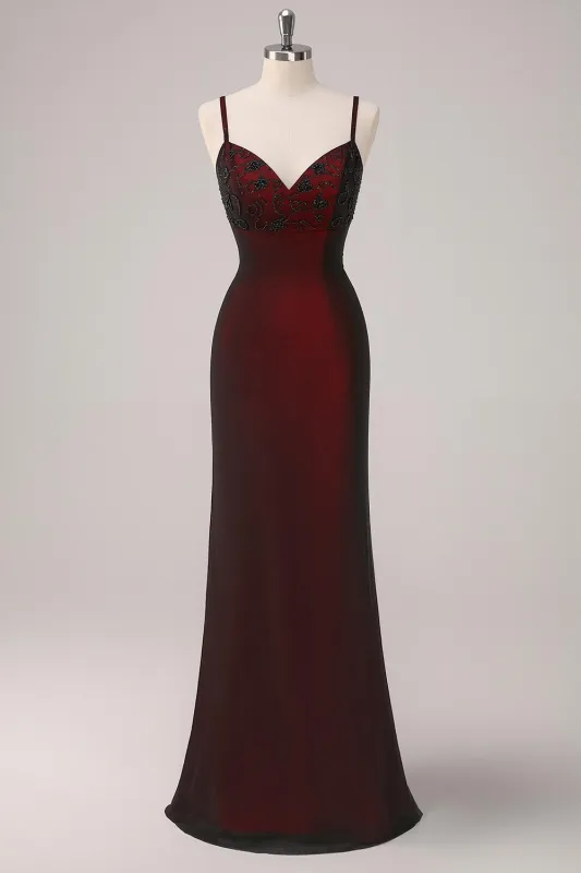 Mermaid Black Red Long Formal Dress with Appliques sold by Zapaka