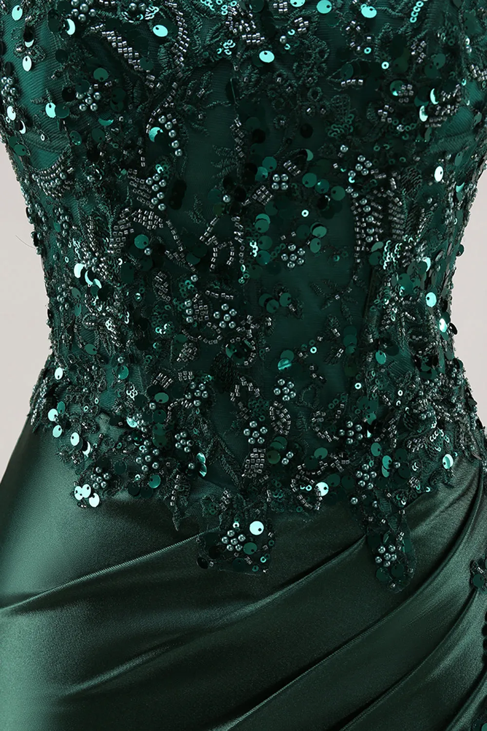 Strapless Mermaid Dark Green Sequin Prom Dress with Slit sold by Zapaka product image thumbnail 5