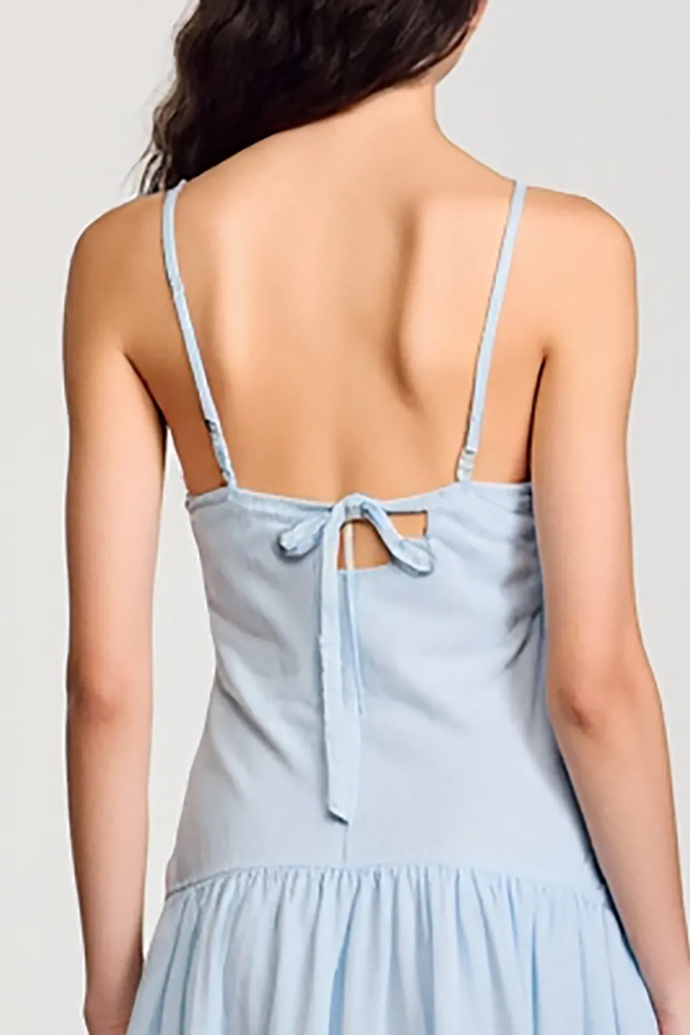 Chiffon Blue Spaghetti Straps A Line Wedding Guest Dress sold by Zapaka product image thumbnail 4