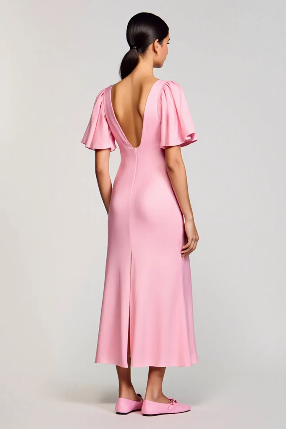 Pink Sheath Chiffon Square Neck Wedding Guest Dress sold by Zapaka product image thumbnail 2