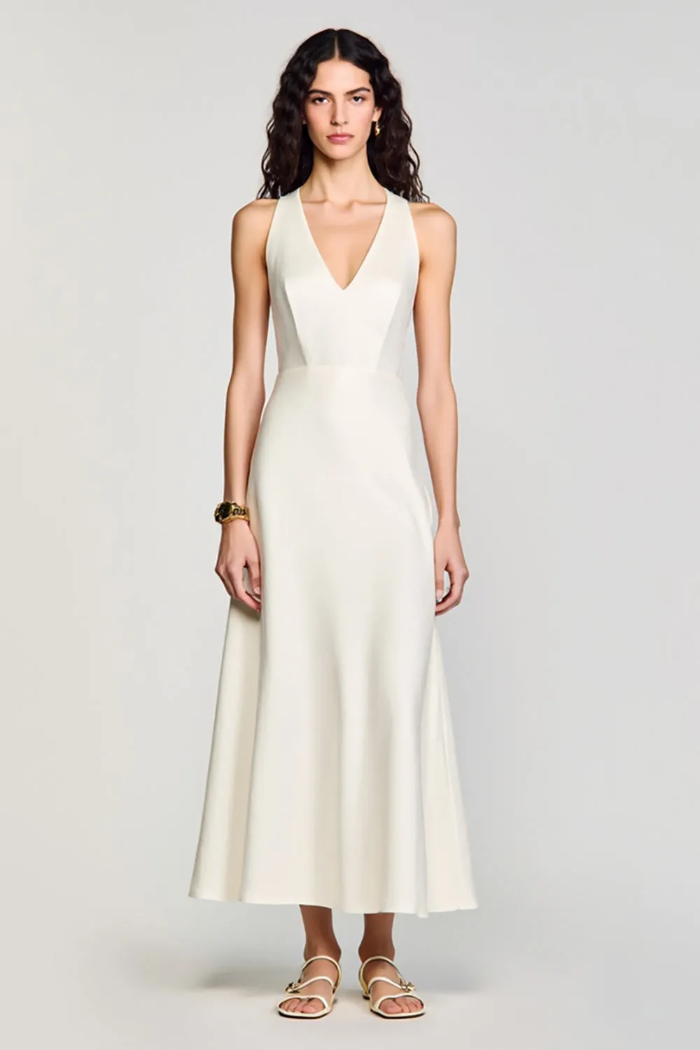 Simple A Line Ivory Long Wedding Guest Dress sold by Zapaka