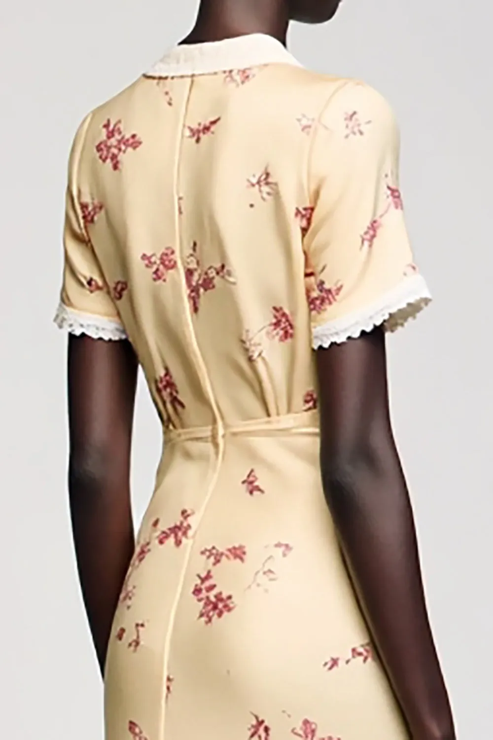 Apricot Printed Notched Lapel Midi Wedding Guest Dress sold by Zapaka product image thumbnail 4