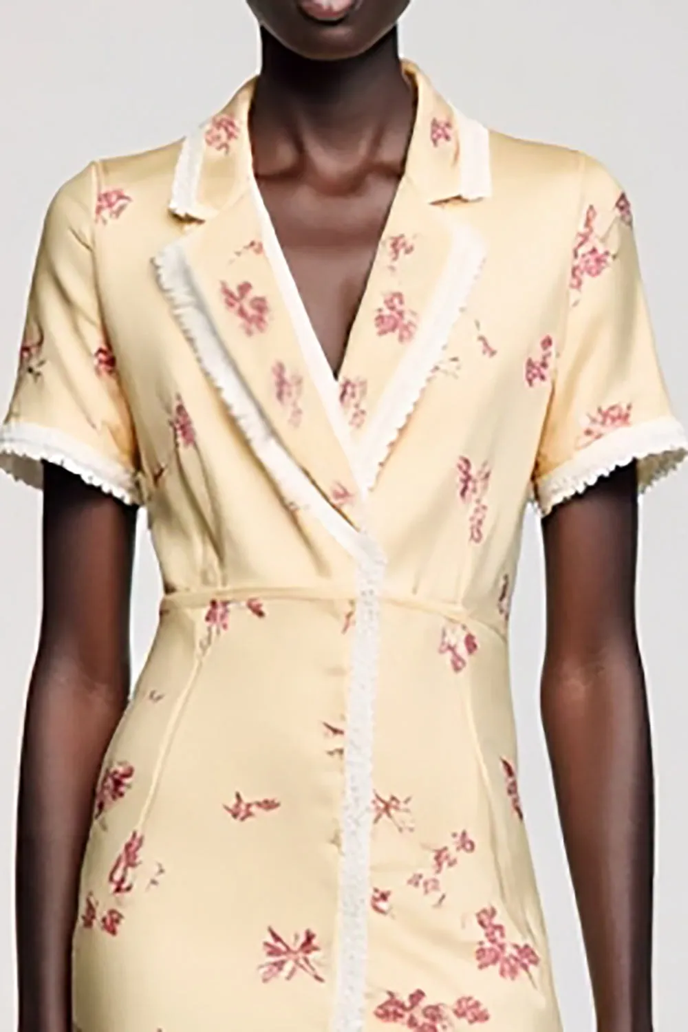 Apricot Printed Notched Lapel Midi Wedding Guest Dress sold by Zapaka product image thumbnail 3