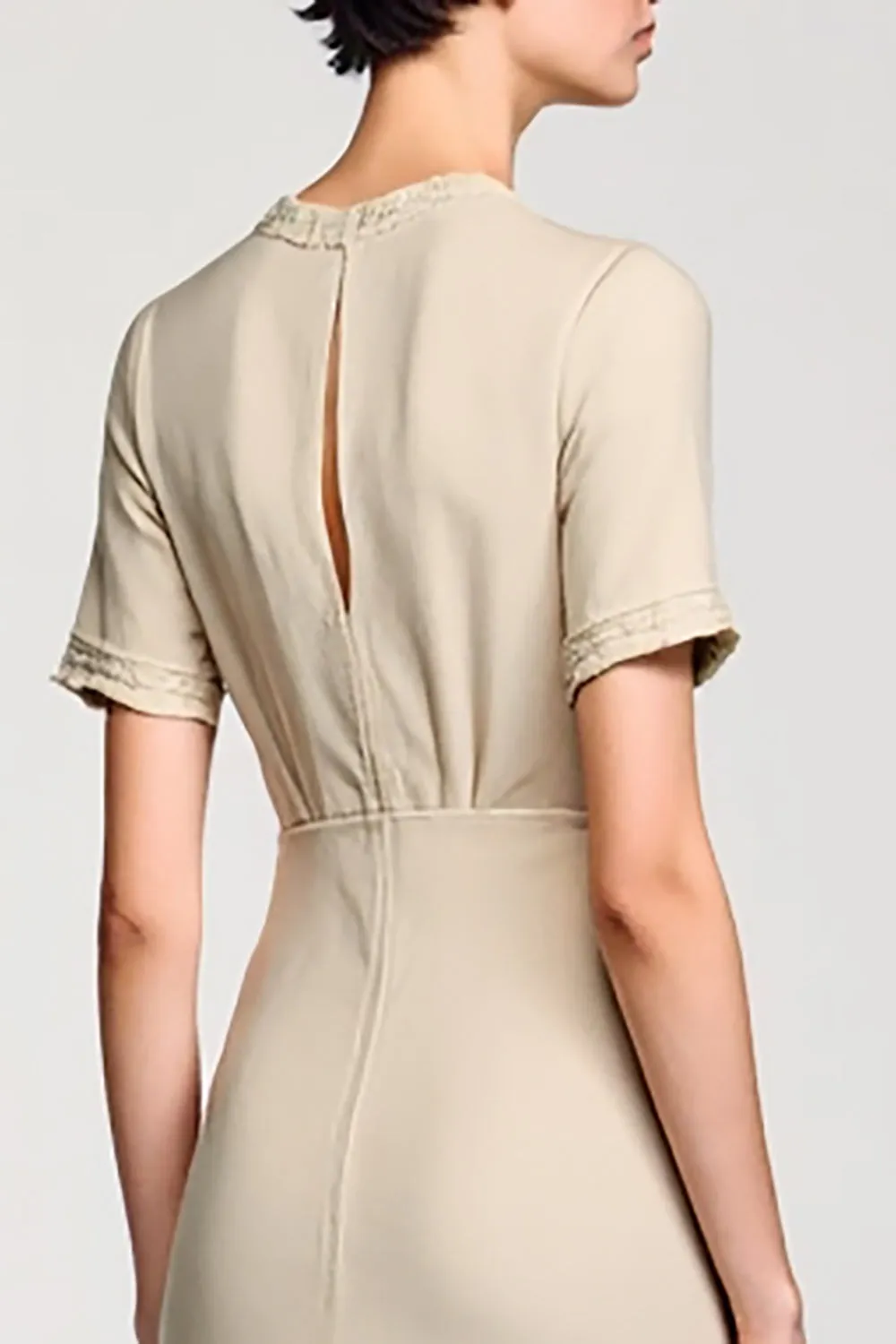 Simple Apricot Sheath Two Piece Wedding Guest Dress sold by Zapaka product image thumbnail 4