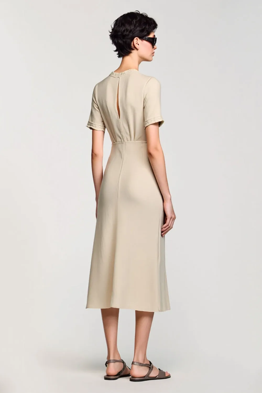 Simple Apricot Sheath Two Piece Wedding Guest Dress sold by Zapaka product image thumbnail 2