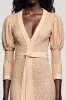 Jacquard Apricot V Neck Sheath Wedding Guest Dress sold by Zapaka
