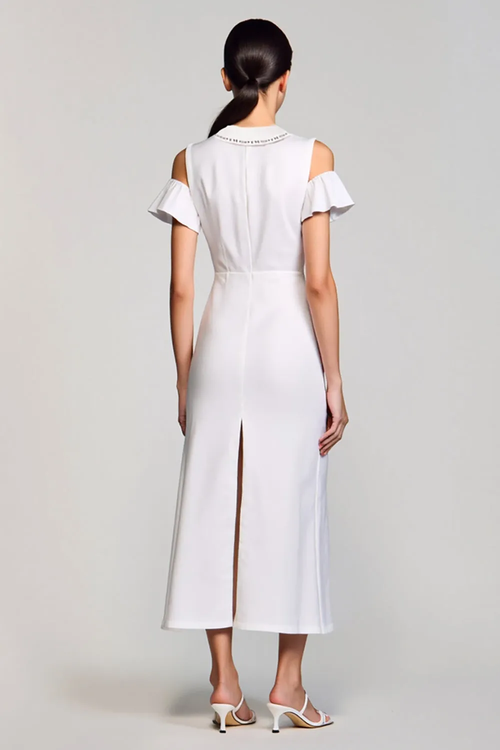 Off the Shoulder Cotton White A Line Wedding Guest Dress sold by Zapaka product image thumbnail 2