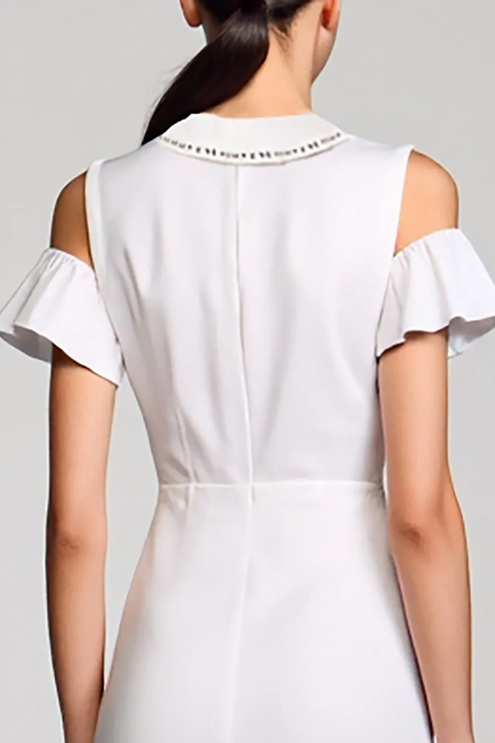 Off the Shoulder Cotton White A Line Wedding Guest Dress sold by Zapaka product image thumbnail 4