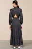 Black Polka Dot Long Sleeve A Line Wedding Guest Dress sold by Zapaka