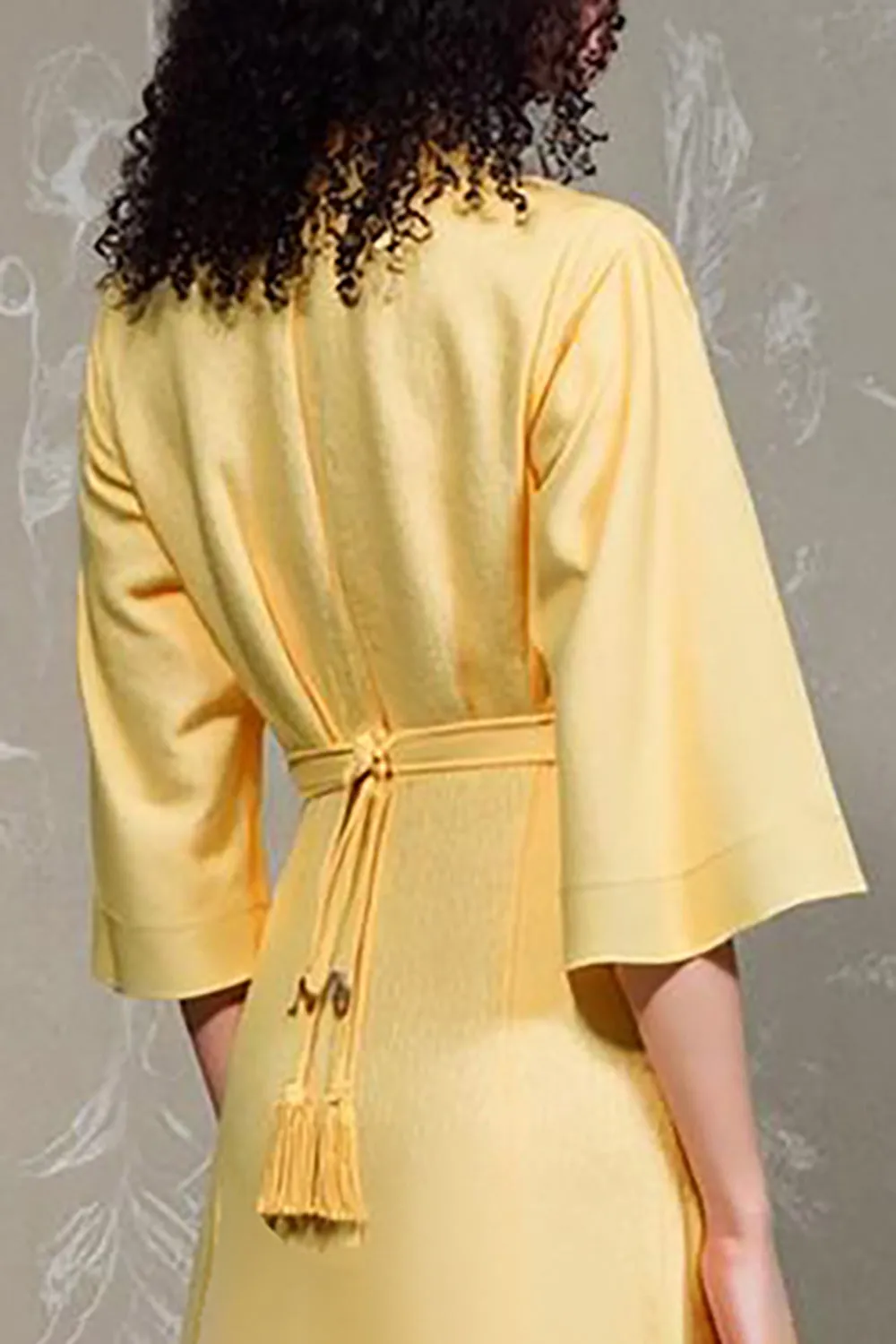Yellow A Line Lapel Wedding Guest Dress sold by Zapaka product image thumbnail 3