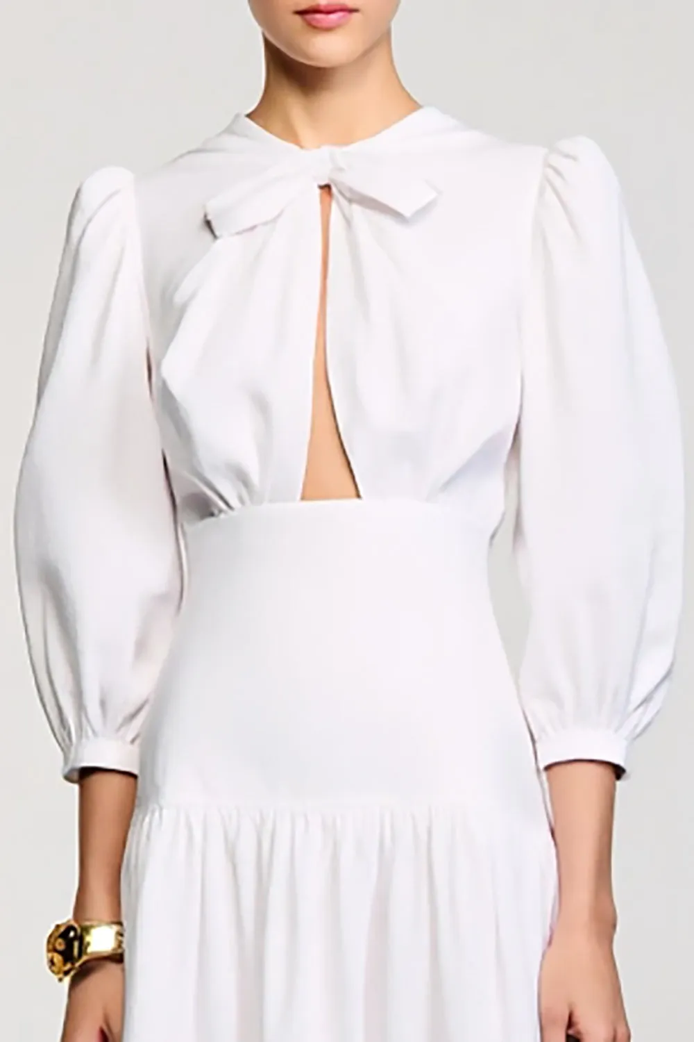 A Line White Midi Wedding Guest Dress With Bow sold by Zapaka product image thumbnail 3