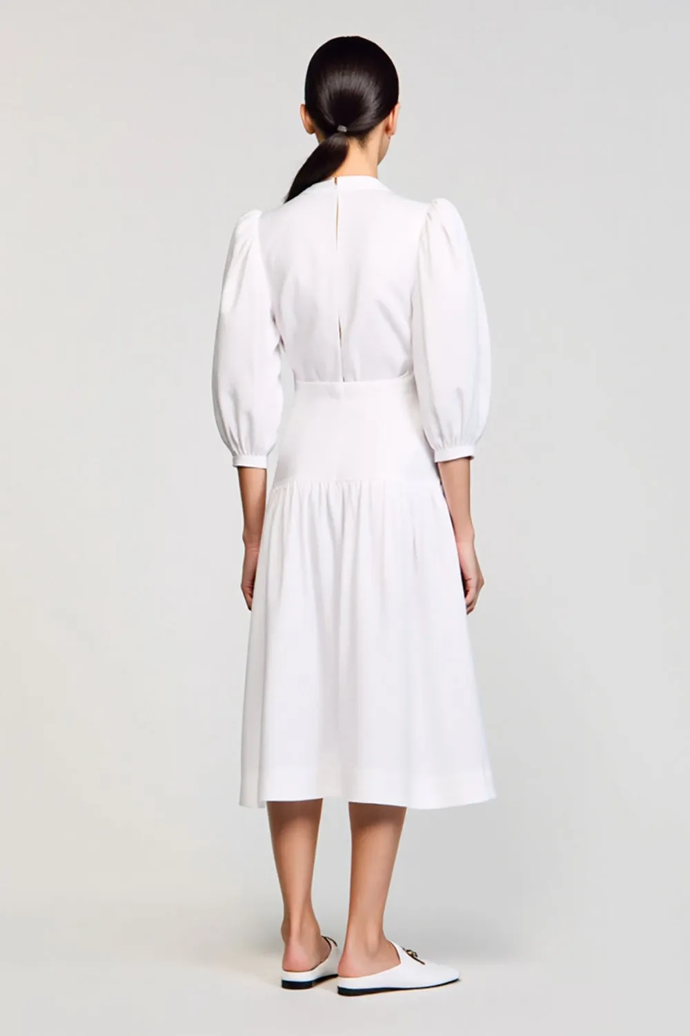 A Line White Midi Wedding Guest Dress With Bow sold by Zapaka product image thumbnail 2