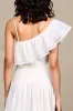 White A Line Floral Ruffled Wedding Guest Dress sold by Zapaka