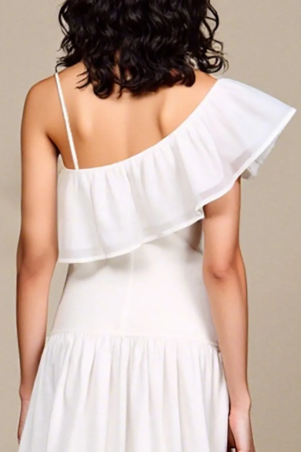 White A Line Floral Ruffled Wedding Guest Dress sold by Zapaka product image thumbnail 4