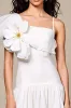 White A Line Floral Ruffled Wedding Guest Dress sold by Zapaka