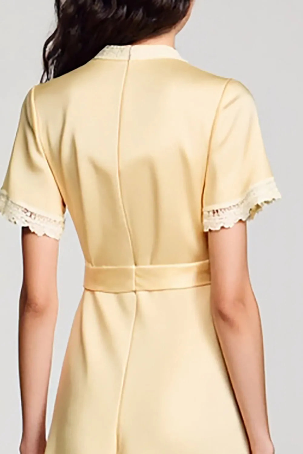 Satin Apricot A Line Wedding Guest Dress sold by Zapaka product image thumbnail 4