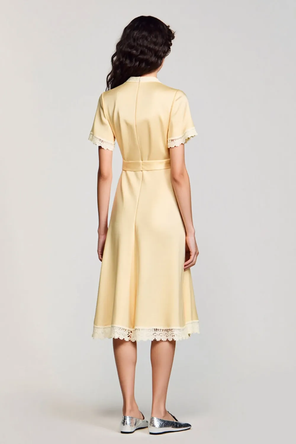 Satin Apricot A Line Wedding Guest Dress sold by Zapaka product image thumbnail 2