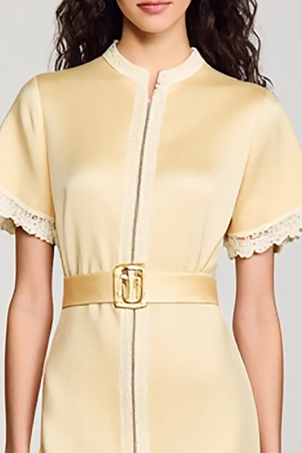 Satin Apricot A Line Wedding Guest Dress sold by Zapaka product image thumbnail 3