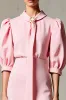 Pink A Line Half Sleeve Wedding Guest Dress With Sash sold by Zapaka