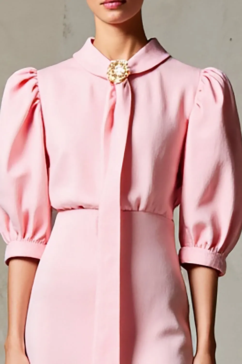 Pink A Line Half Sleeve Wedding Guest Dress With Sash sold by Zapaka product image thumbnail 3