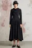 Black A Line Cowl Neck Long Sleeve Wedding Guest Dress sold by Zapaka
