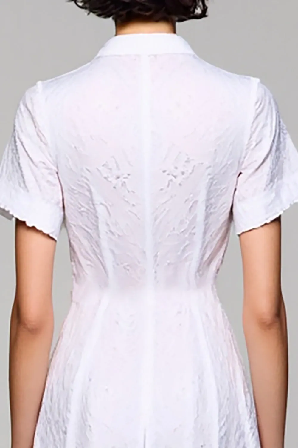 Simple A Line V Neck Long White Wedding Guest Dress sold by Zapaka product image thumbnail 4